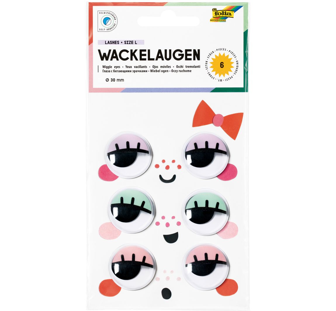 Wackelaugen mit Wimpern, selbstklebend