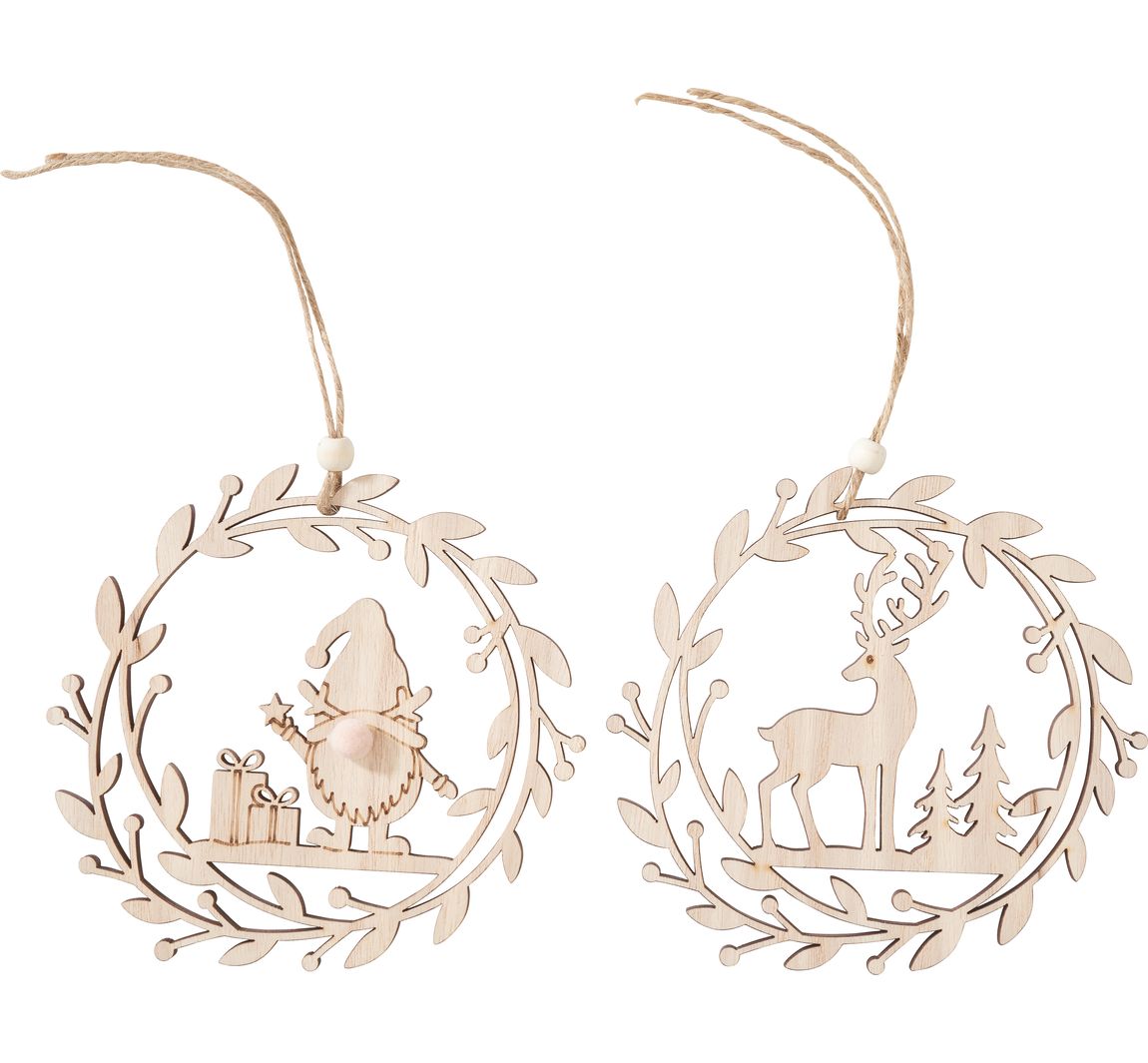 VBS Holz-Anhänger 'Wichtel und Rentier', 2er- Set