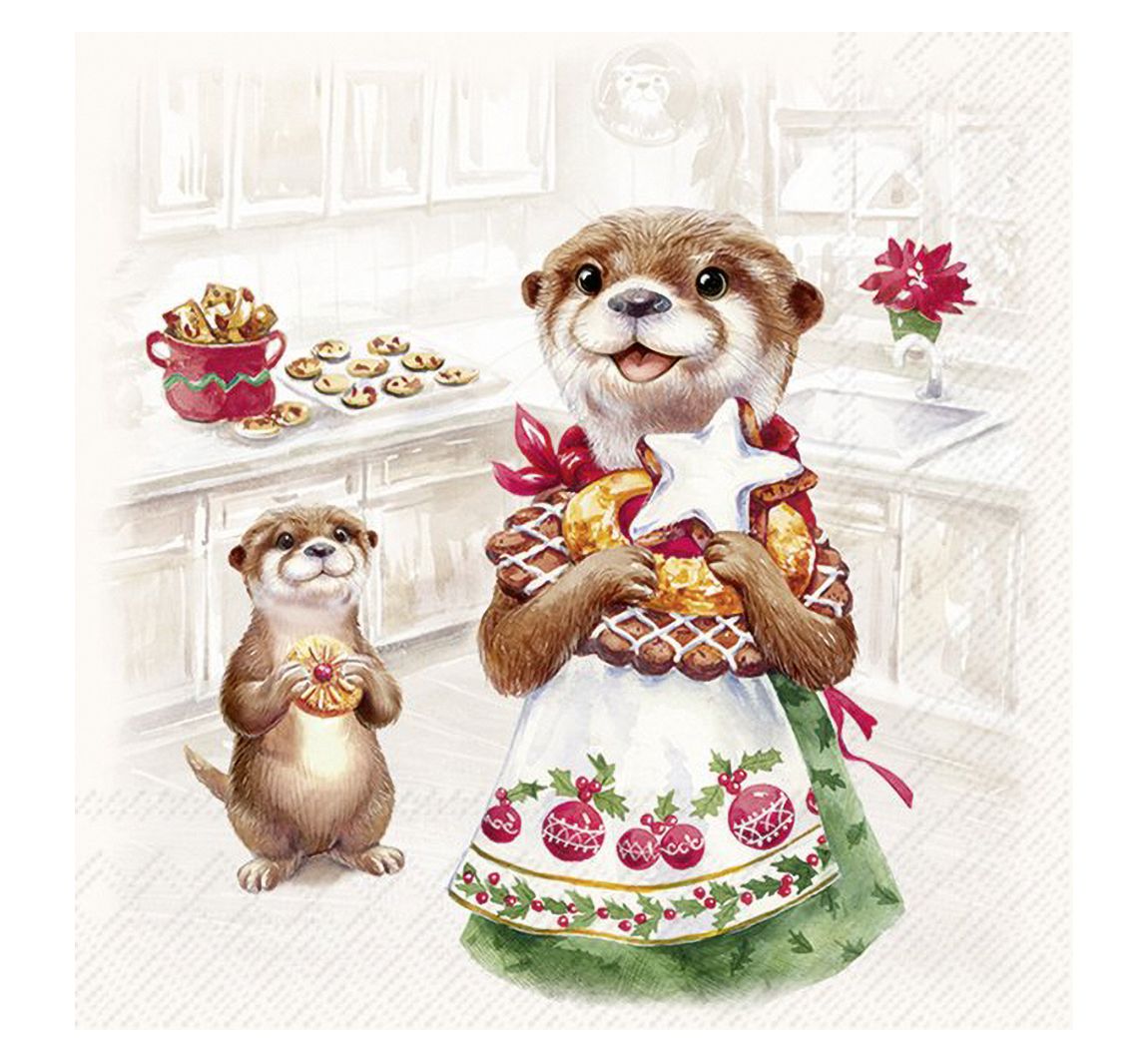 Serviette 'Otter Family Baked'