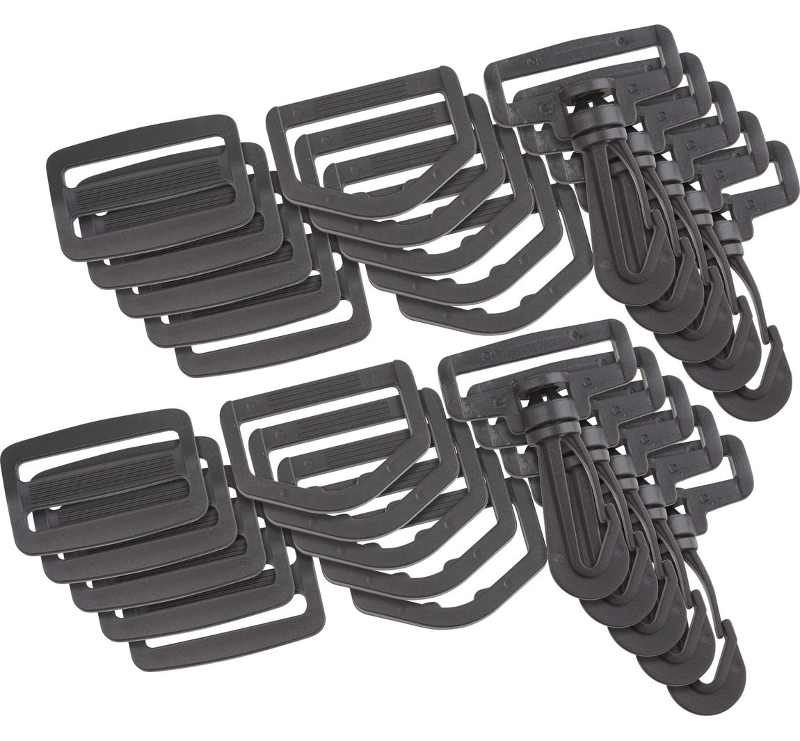 VBS Taschenzubehör-Set 'Karabiner, D-Ring und Leiterschnalle', 30-tlg - 38 mm