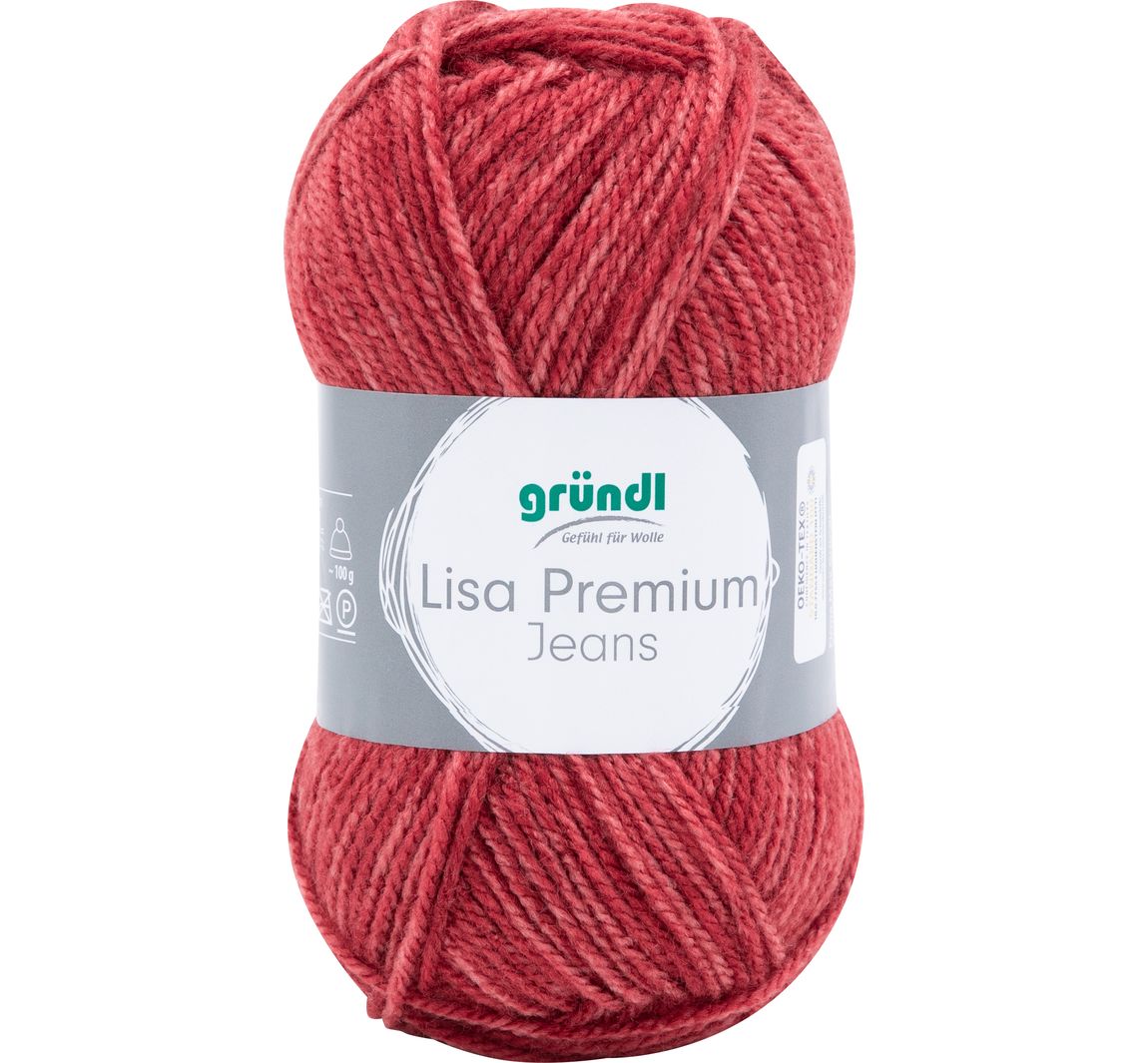 Gründl Wolle 'Lisa Premium Jeans' - Orientrot-Meliert