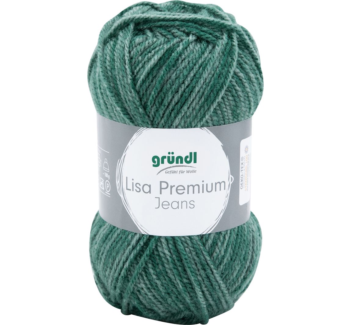 Gründl Wolle 'Lisa Premium Jeans' - Flaschengrün-Meliert