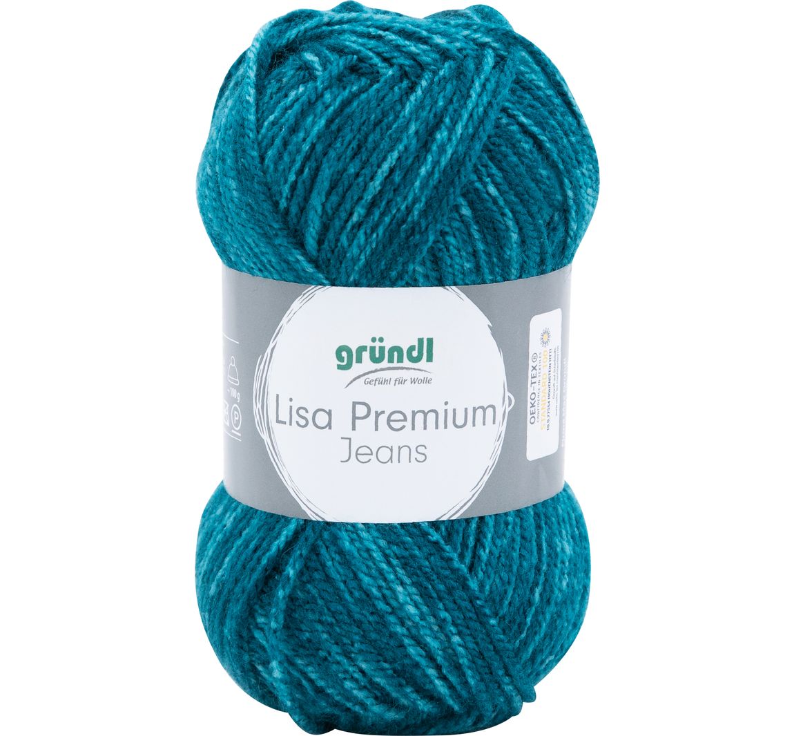 Gründl Wolle 'Lisa Premium Jeans' - Grün/Blau-Meliert
