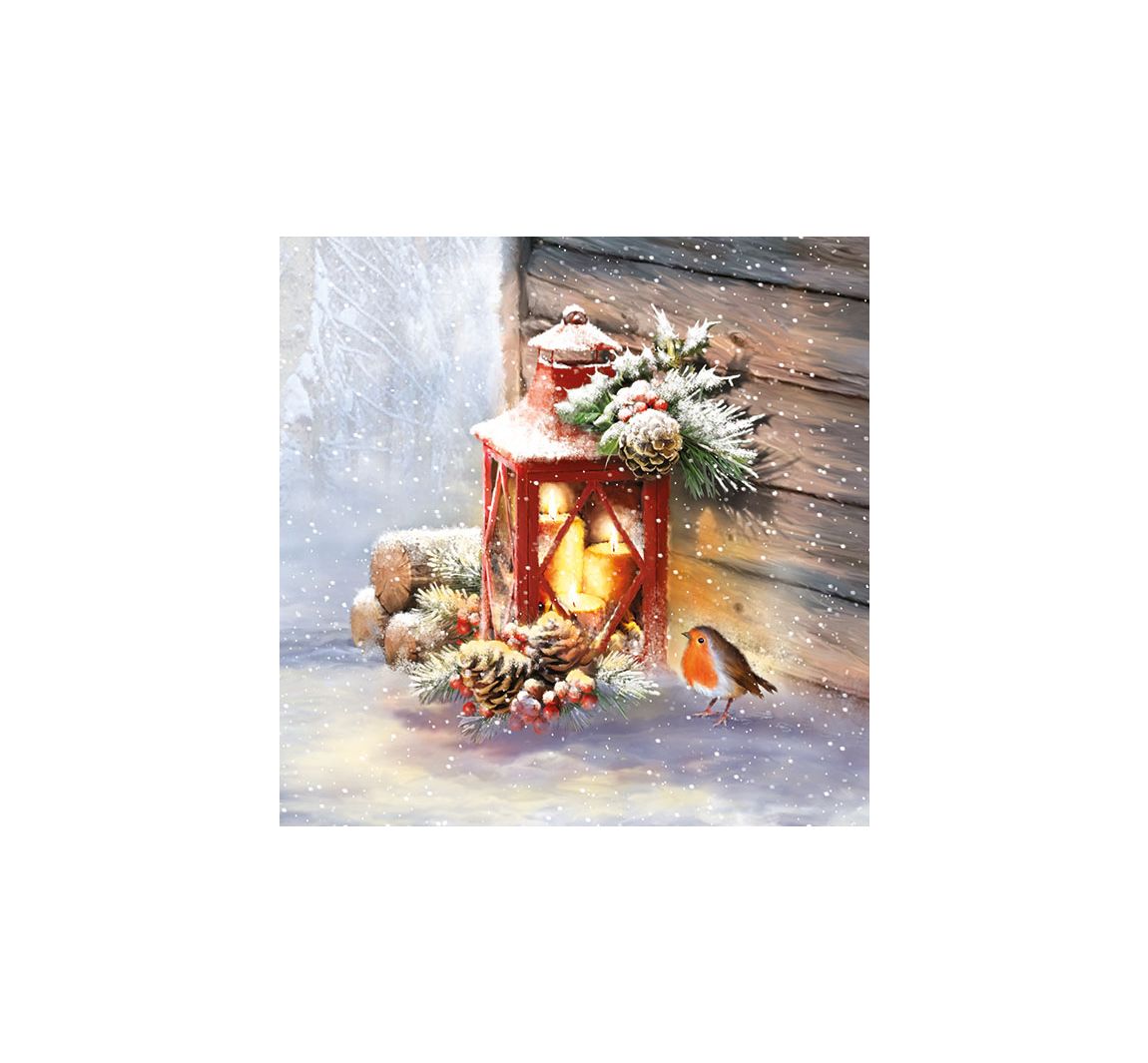 Serviette 'Rotkehlchen und Laterne' - 20 Stück