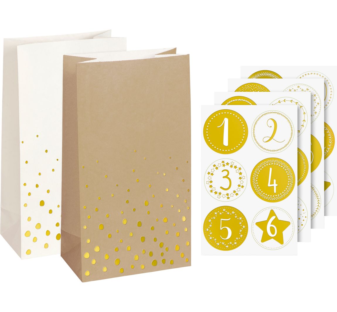 Adventskalender-Set 'Goldene Punkte' - Groß