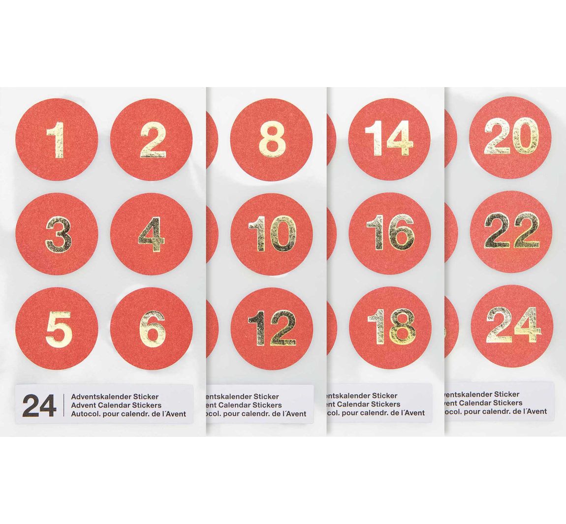 Adventskalender-Sticker - Rot