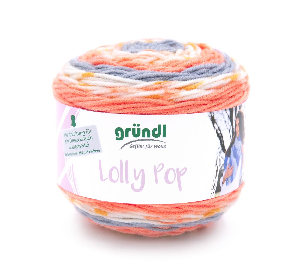 Gründl Wolle 'Lolly Pop' - Mandarine/Orange/Zinn/Weiß, Farbe 17