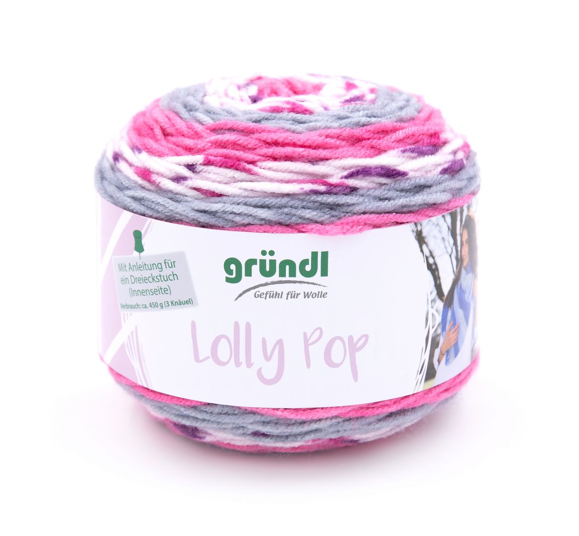 Gründl Wolle 'Lolly Pop' - Granat/Fresie/Zinn/Weiß, Farbe 19