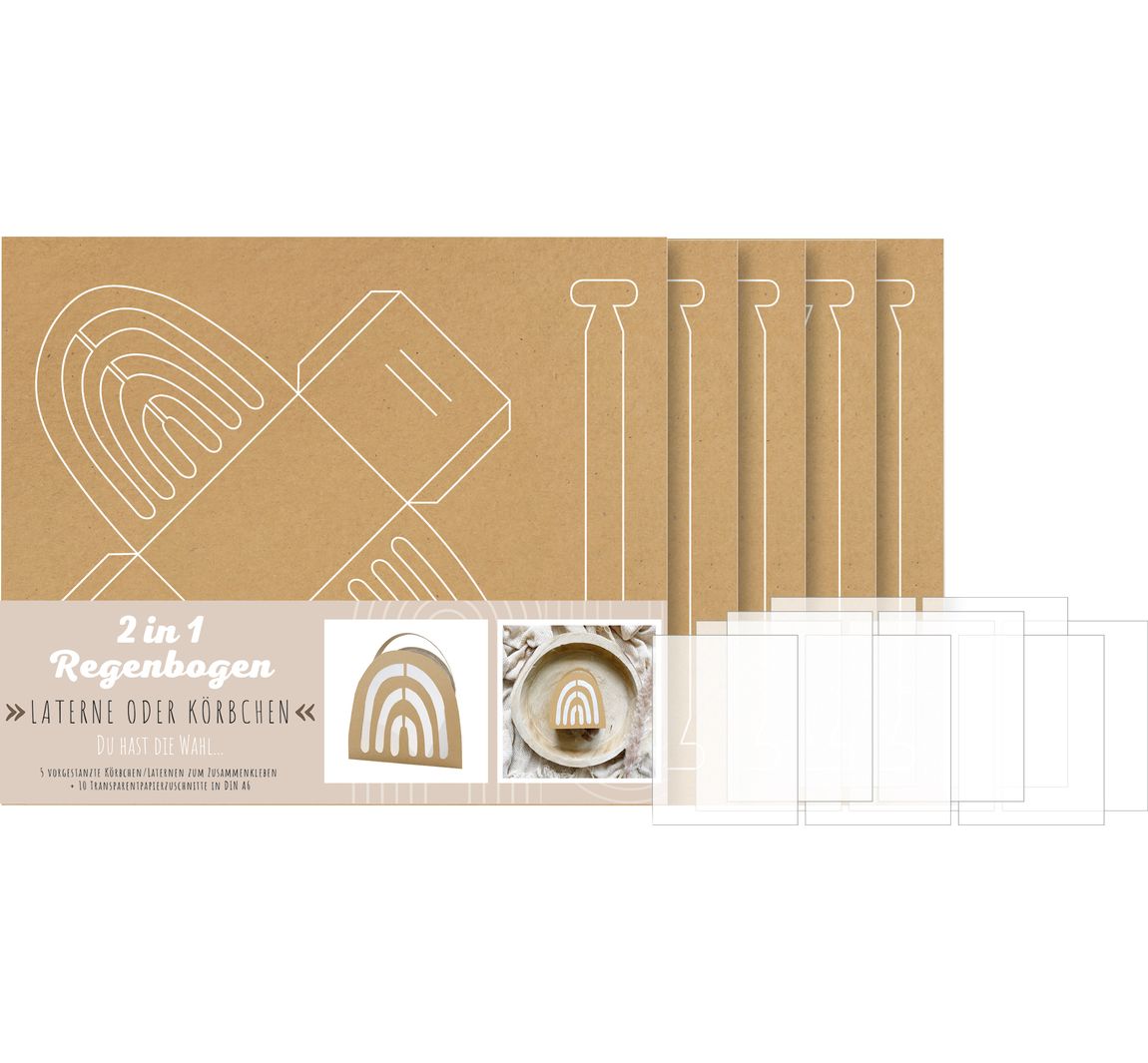 Vintage-Laterne oder Körbchen - Regenbogen