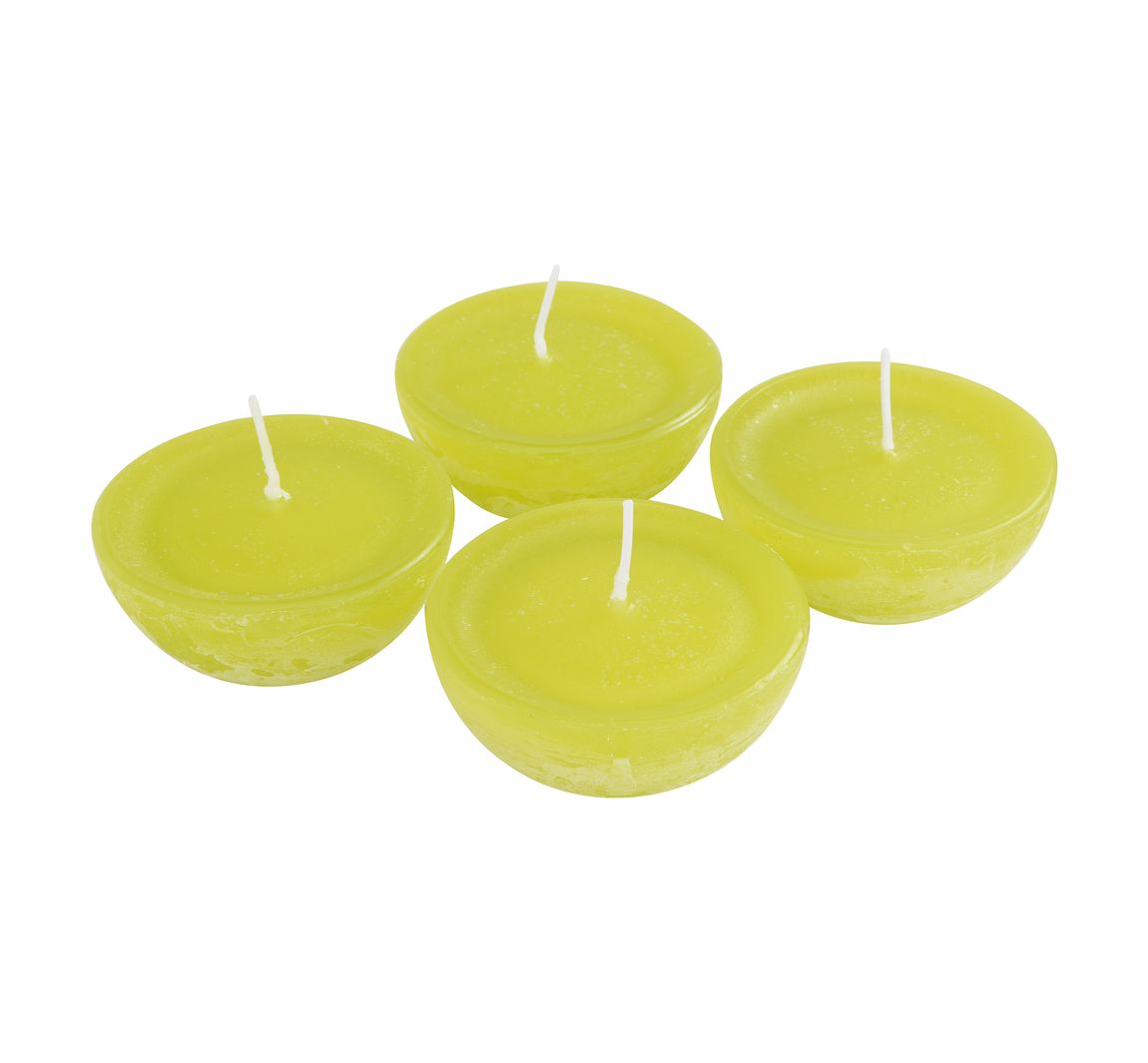Schwimmkerzen Rustic 'Groß', 4 Stück - Limone
