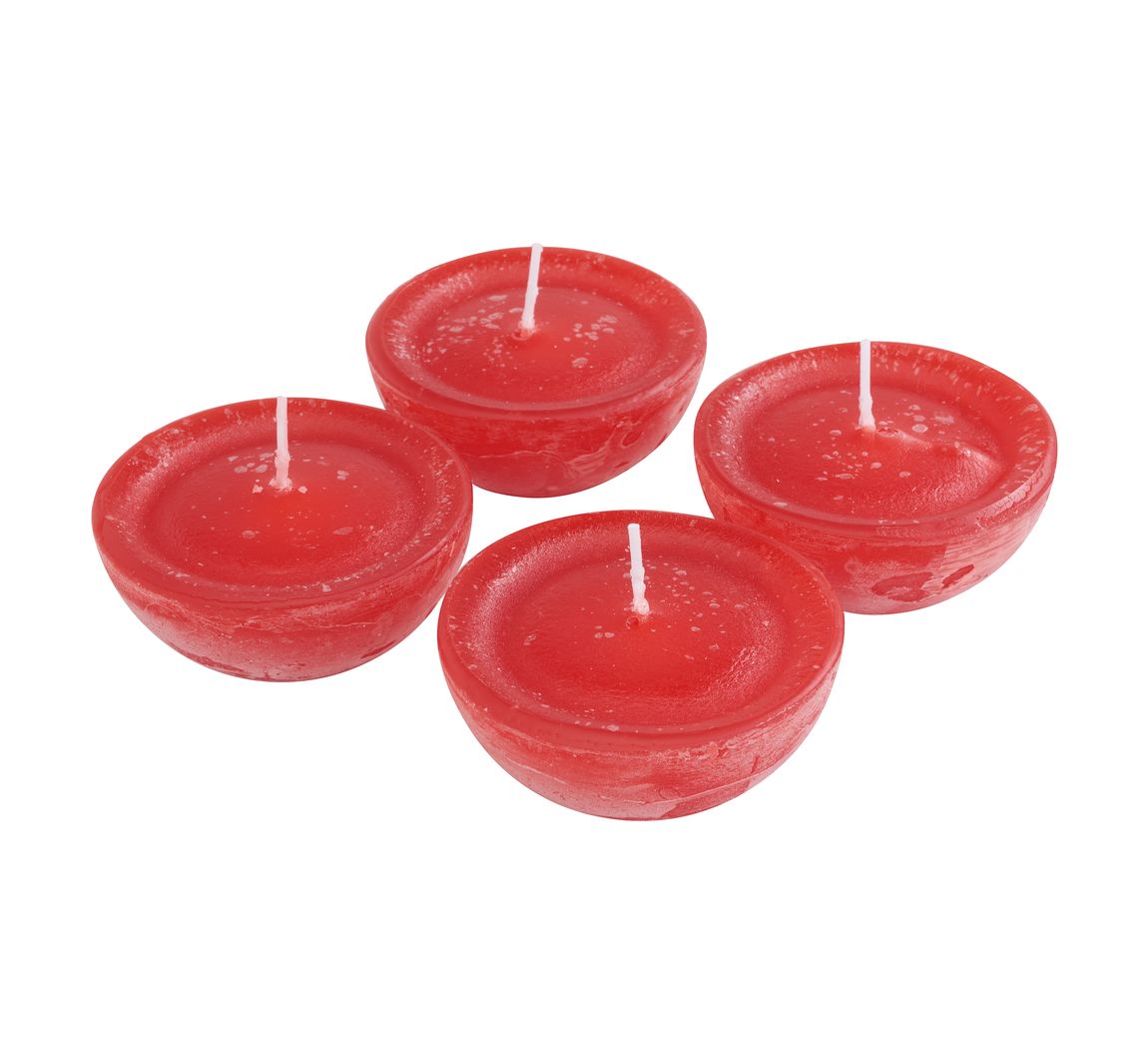 Schwimmkerzen Rustic 'Groß', 4 Stück - Rubin