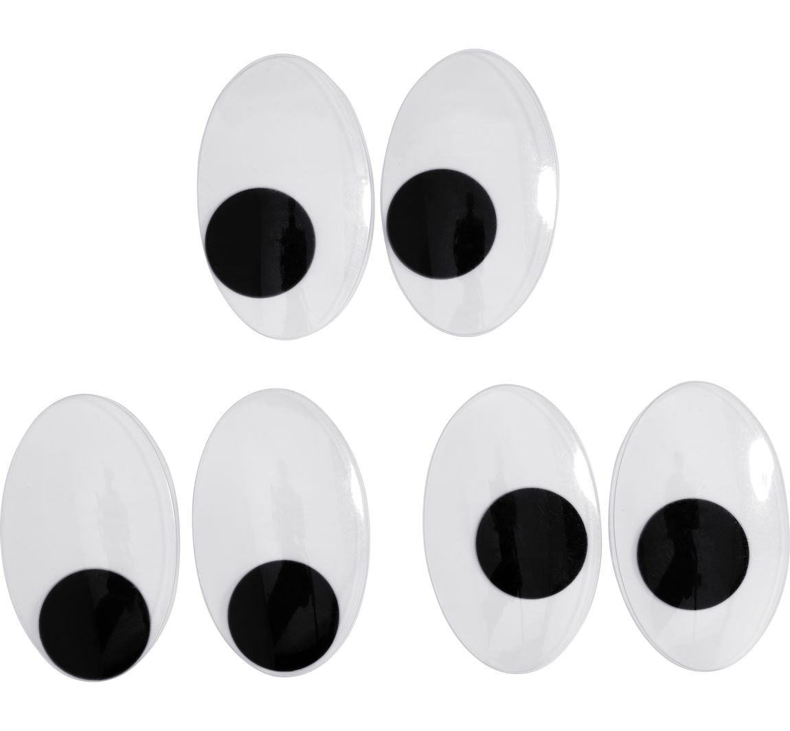 VBS Wackelaugen 'Maxi', 6 Stück - Oval, 6,5 x 4 cm