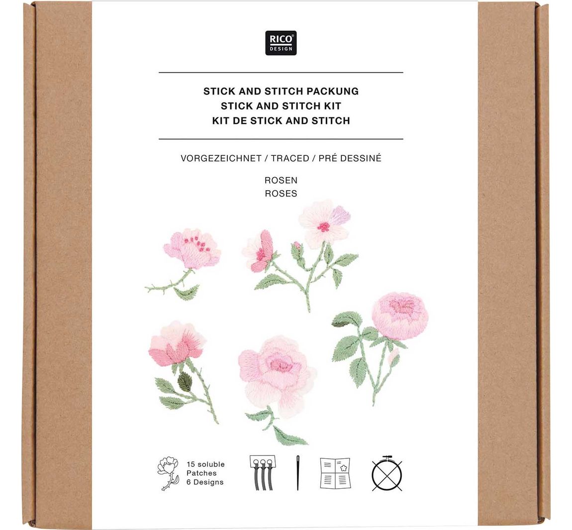 Rico Design Stick & Stitch Packung - Rosen
