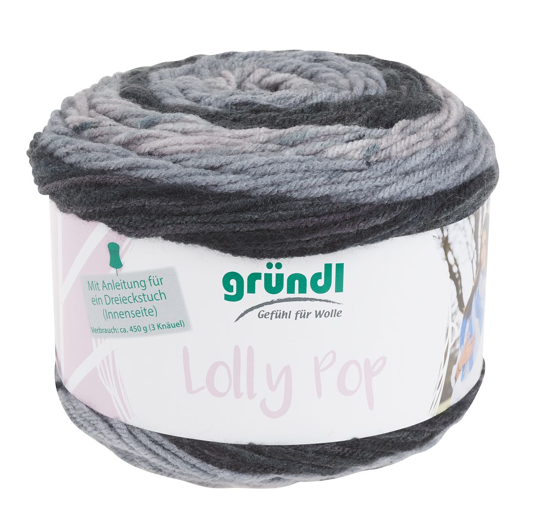 Gründl Wolle 'Lolly Pop' - Black Pepper Swirl, Farbe 08