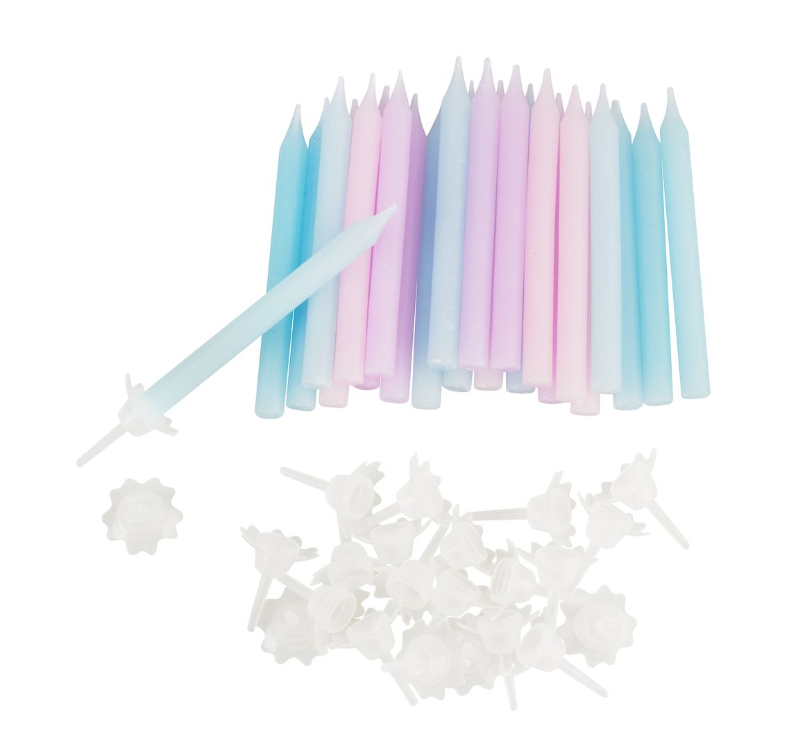 Geburtstagskerzen mit Halter - Pastell