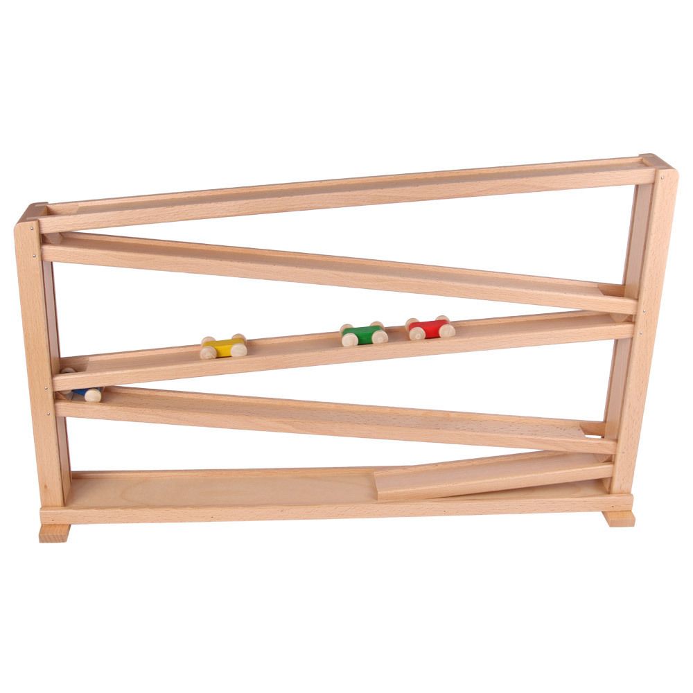 Holz Autorennbahn groß, 'spiel gut', Beck Holzspielzeug.