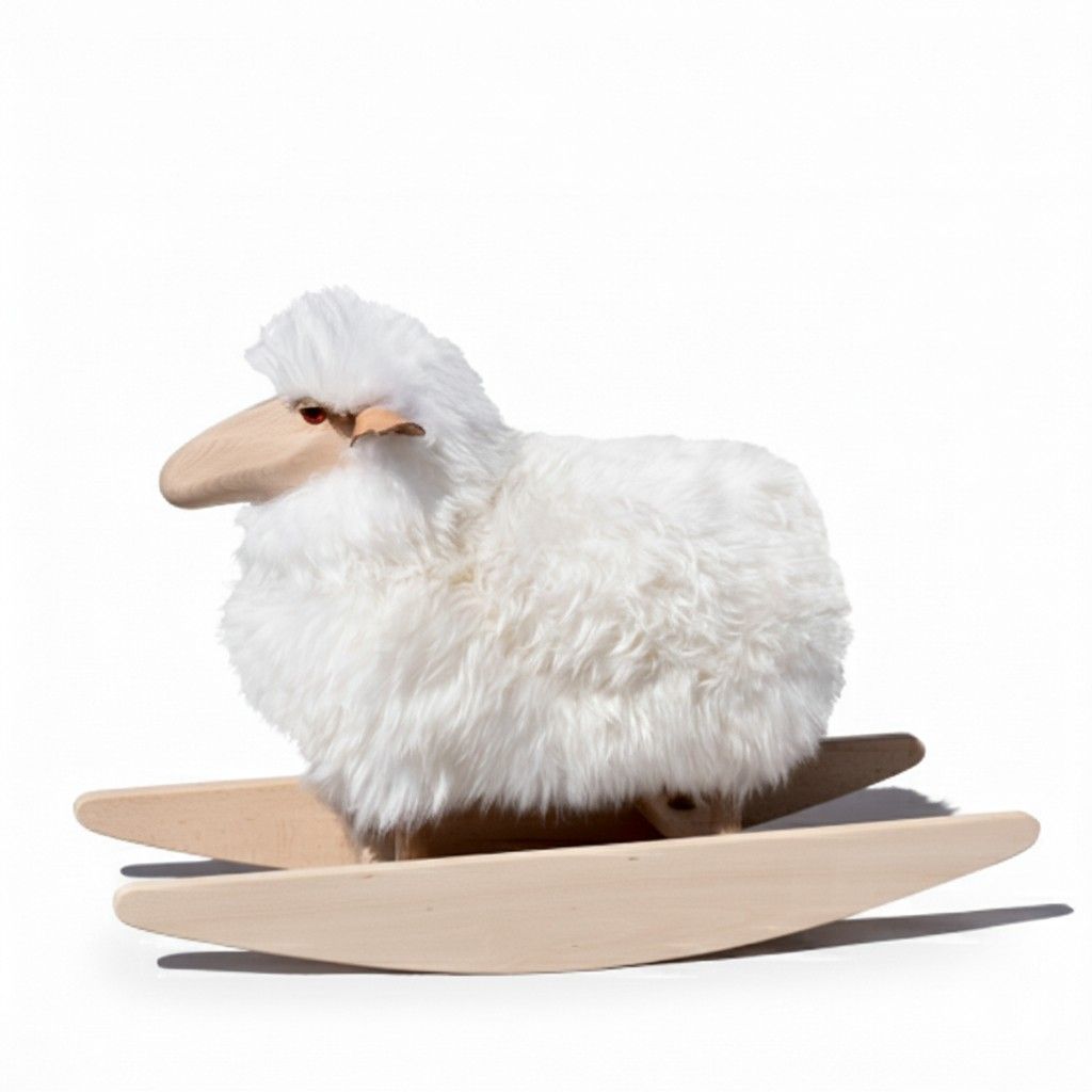 Schaukelschaf Holz echtes Schaffell, Meier.Germany