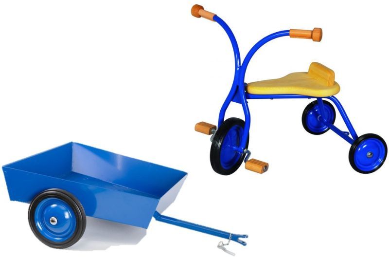 Kinderdreirad Metall mit Anhänger, Höhe 27 cm, Lautenbach