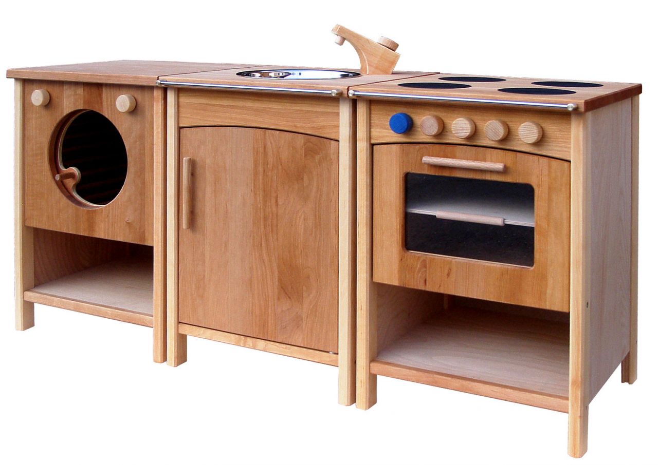 Schöllner Holz Kinderkueche Singl, Spielhöhe 50 cm, Erle massiv