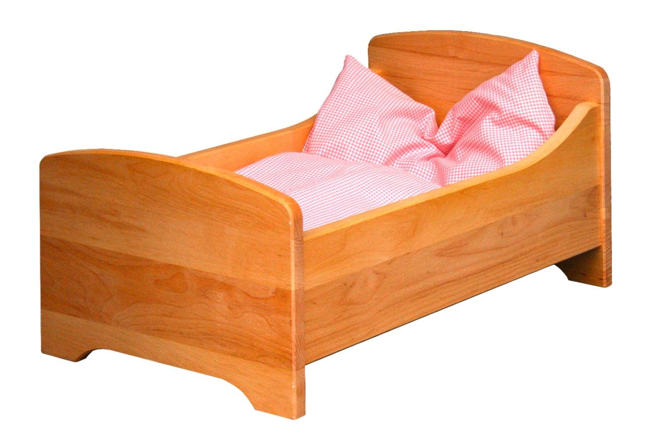 Puppenbett Holz mit Bettzeug, Schöllner