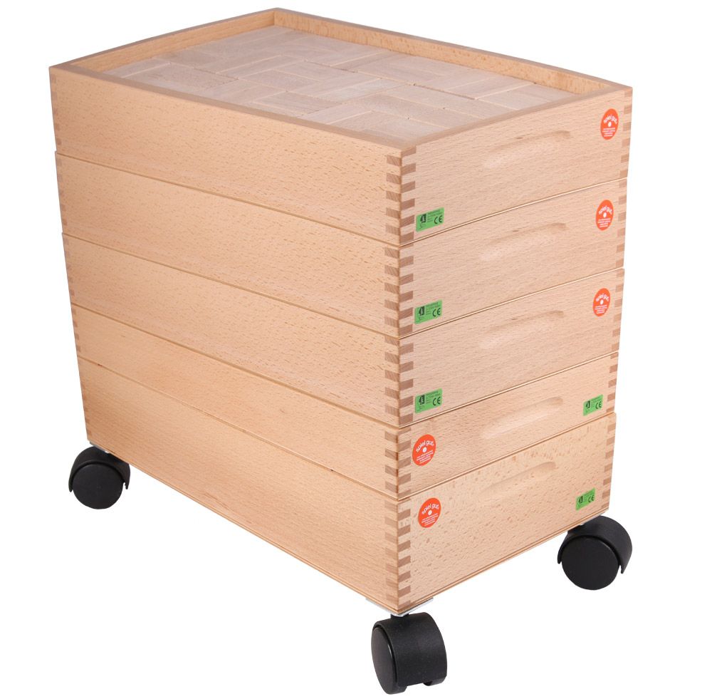 Beck 457 Holz Bauklötze im Bauwagen komplett mit 5 Kästen