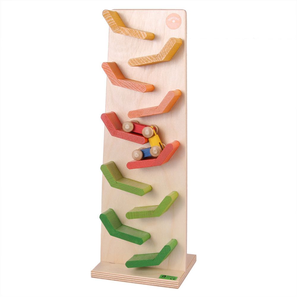 Kaskadenturm bunt mit Tausendfüßler, 'spiel gut', Beck Holzspielzeug.