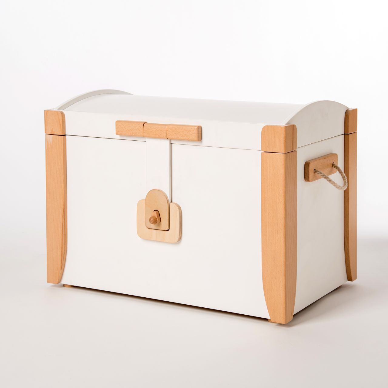 Spielkiste aus Holz mit Deckel weiß KidsBo