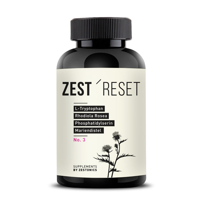 ZEST'RESET – L-Tryptophan + Rhodiola + Mariendistel + PS – 120 Kapseln