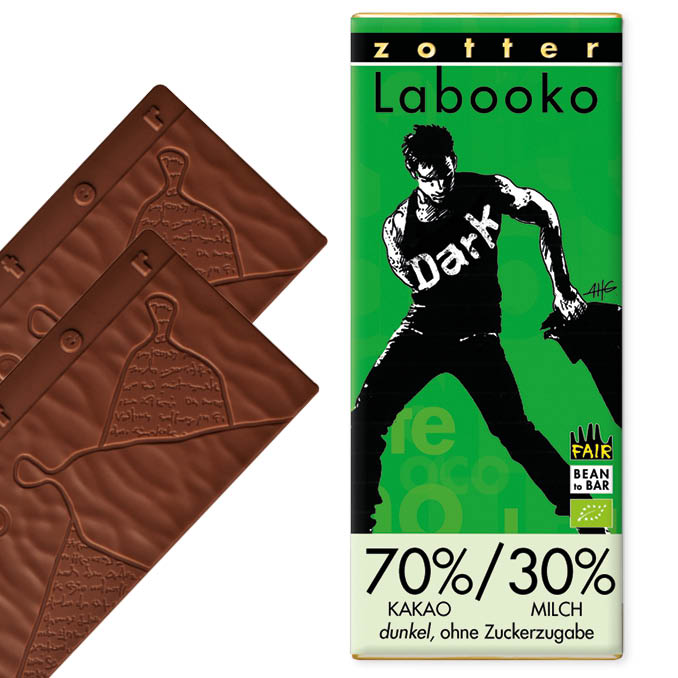 70%/30% Kakao-Milch-Tafel, dunkel, ohne Zuckerzugabe